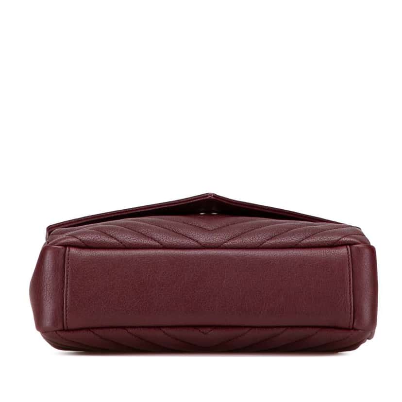 Saint Laurent Medium Monogram Chevron Quilted Lambskin College Satchel Red Leather Good condition - Inside View