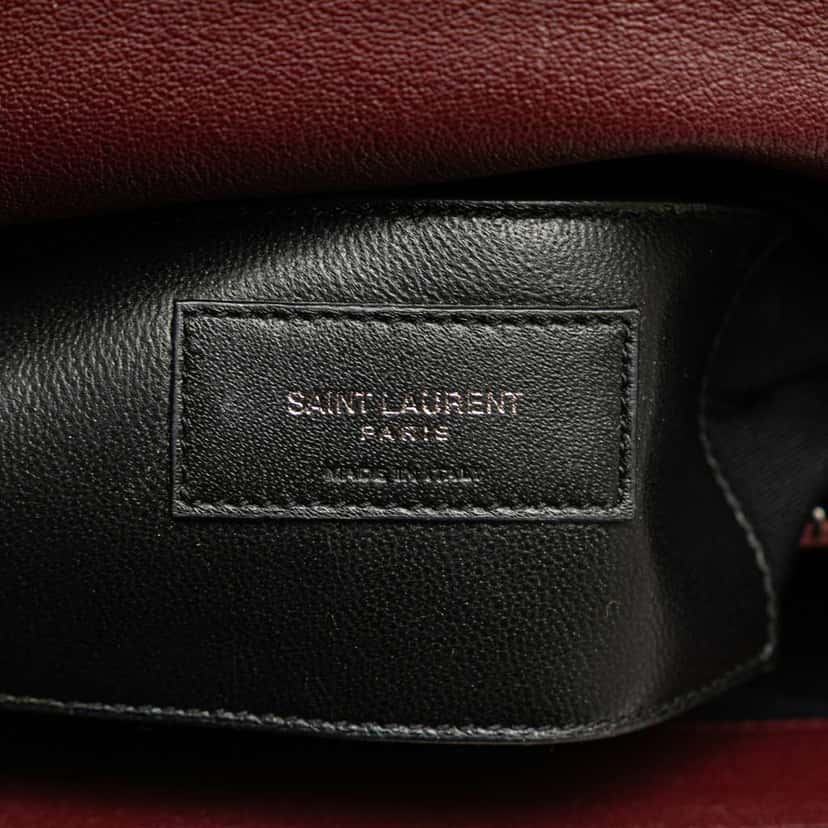 Saint Laurent Medium Monogram Chevron Quilted Lambskin College Satchel Red Leather Good condition - Box View