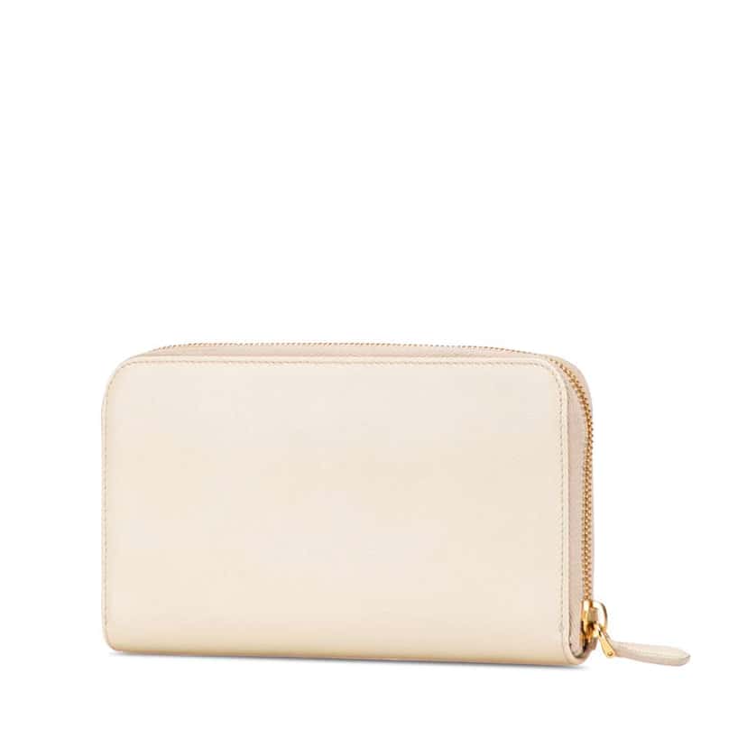 Prada Saffiano Zip Around Long Wallet Brown Leather Good condition - Back View