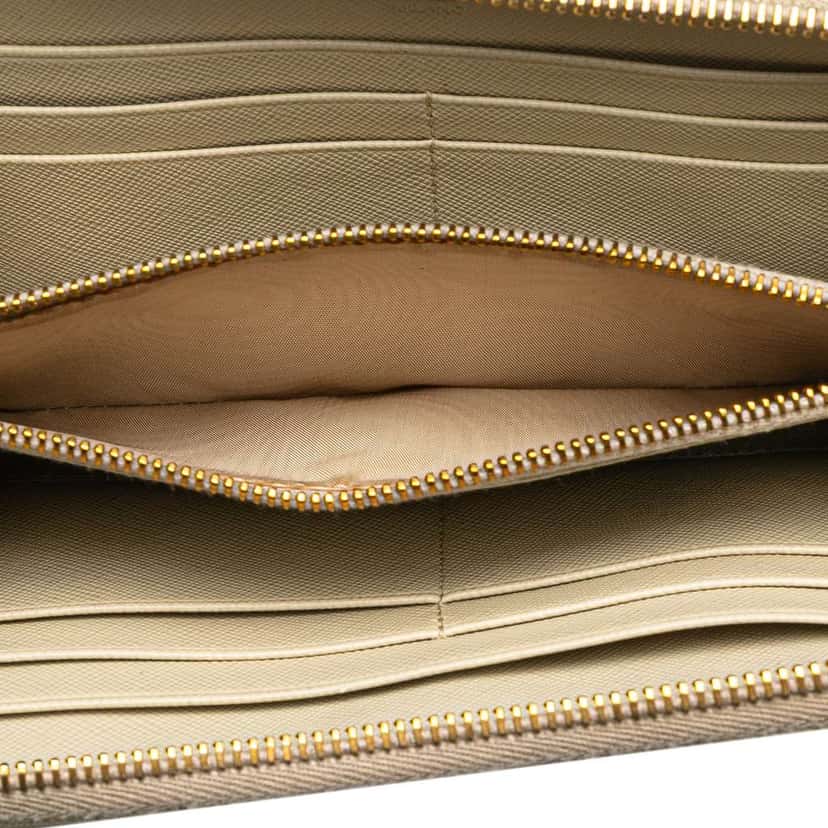 Prada Saffiano Zip Around Long Wallet Brown Leather Good condition - Model View