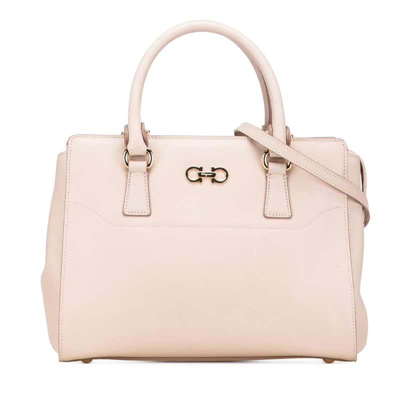 Salvatore Ferragamo Medium Leather Gancini Beky Satchel Brown Leather Good condition - Front View