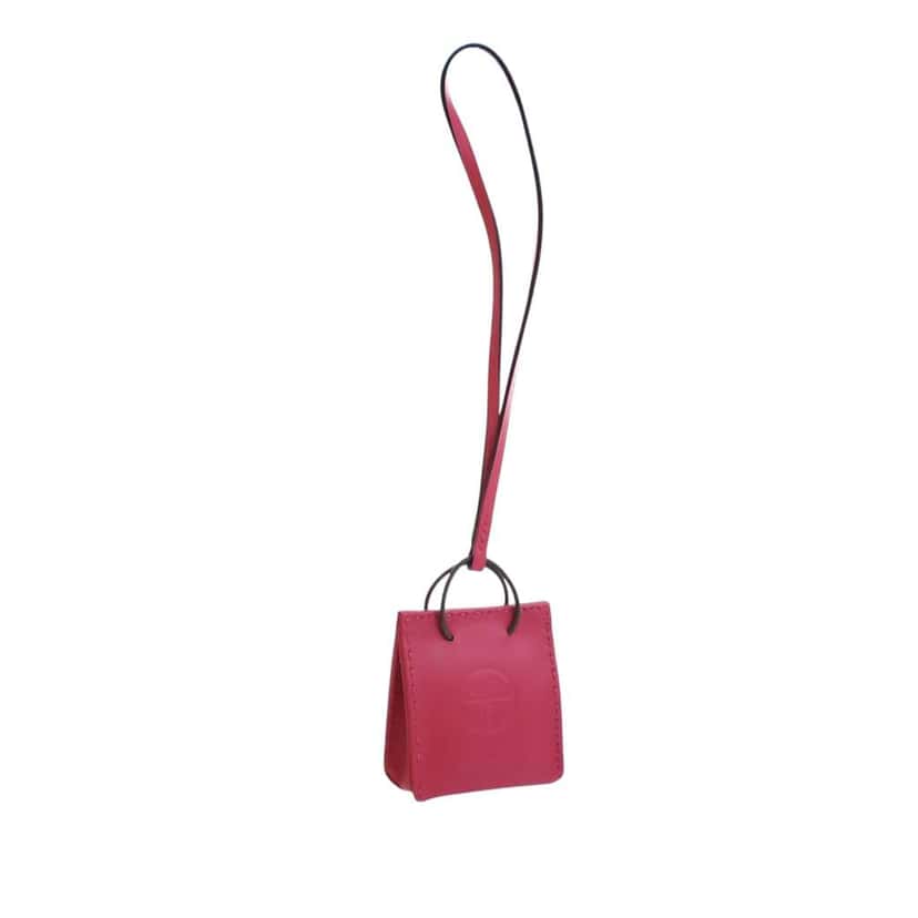 Hermès Milo Lambskin Shopping Bag Charm Pink Leather Good condition - Back View