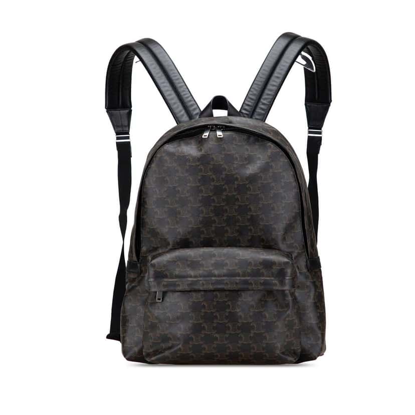 Celine Medium Triomphe Coated Canvas Backpack Brown Canvas Good condition - Front View