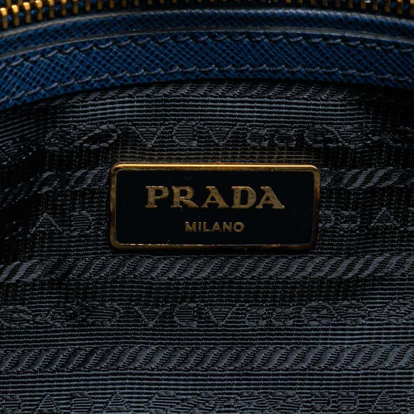 Prada Medium Saffiano Lux Galleria Satchel Blue Leather Good condition - Box View