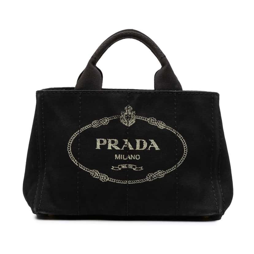 Prada Small Canvas Canapa Logo Satchel Black Canvas Good condition - Front View