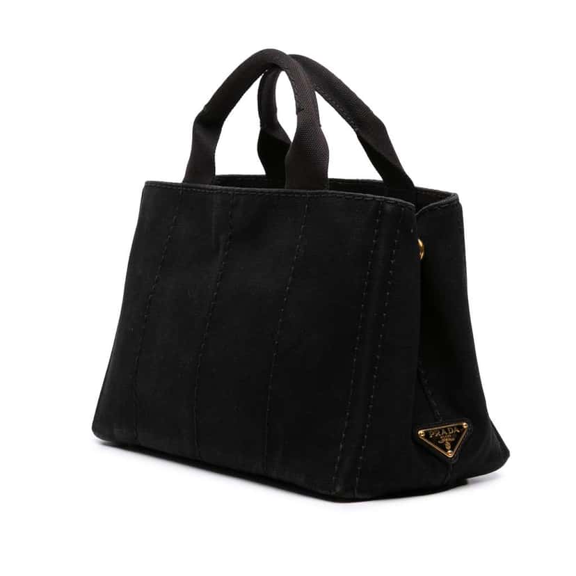 Prada Small Canvas Canapa Logo Satchel Black Canvas Good condition - Back View