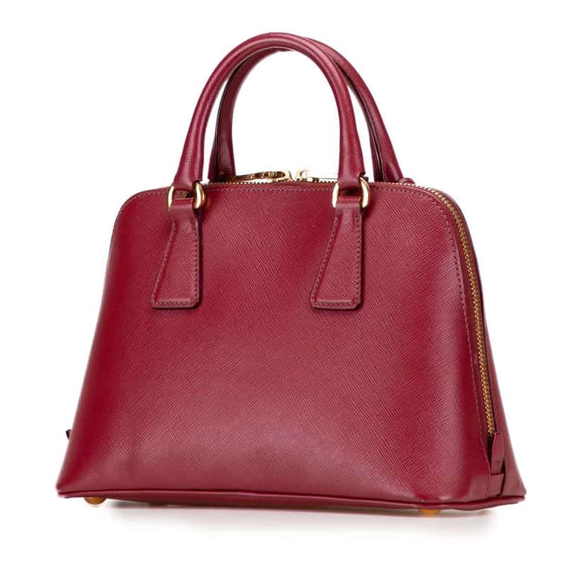 Prada Small Saffiano Lux Promenade Satchel Red Leather Fair condition - Back View