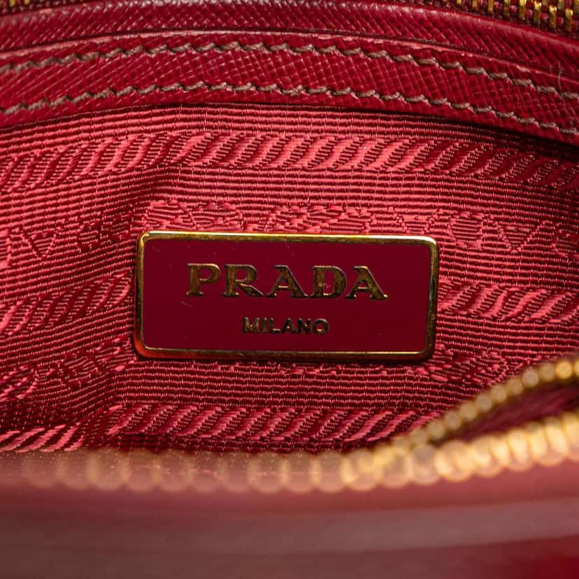 Prada Small Saffiano Lux Promenade Satchel Red Leather Fair condition - Box View