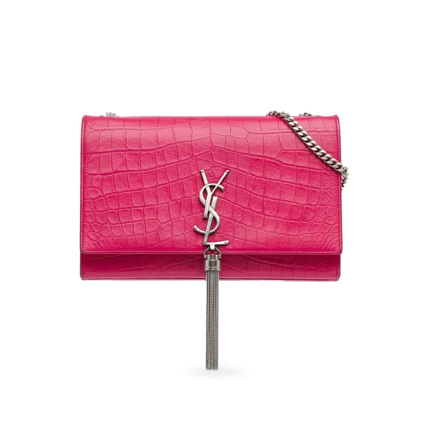 Saint Laurent Medium Embossed Kate Tassel Crossbody Pink Leather Good condition - Front View
