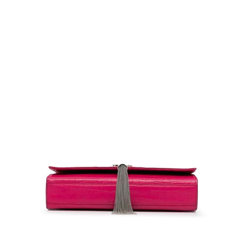 Saint Laurent Medium Embossed Kate Tassel Crossbody Pink Leather Good condition - Model View