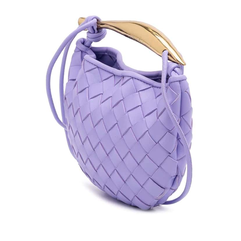 Bottega Veneta Baby Lambskin Intrecciato Sardine Bag Purple Leather Good condition - Back View