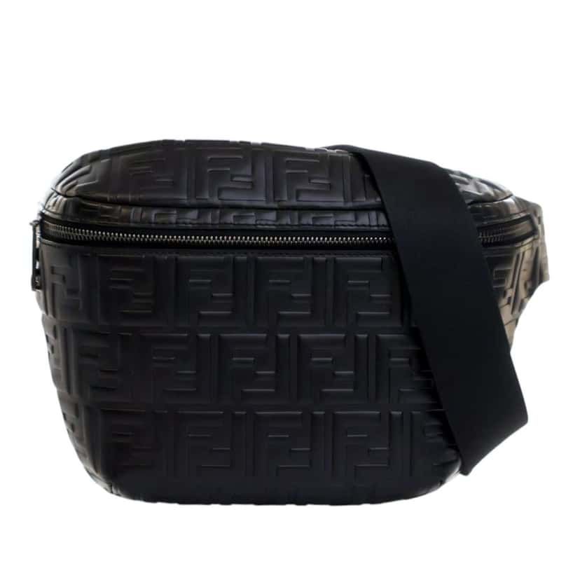 Fendi Zucca Embossed Leather Belt Bag Black Leather Good condition - Front View