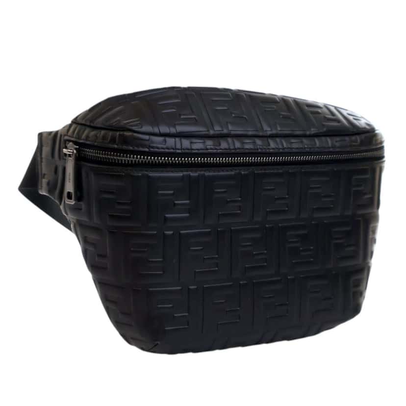 Fendi Zucca Embossed Leather Belt Bag Black Leather Good condition - Back View