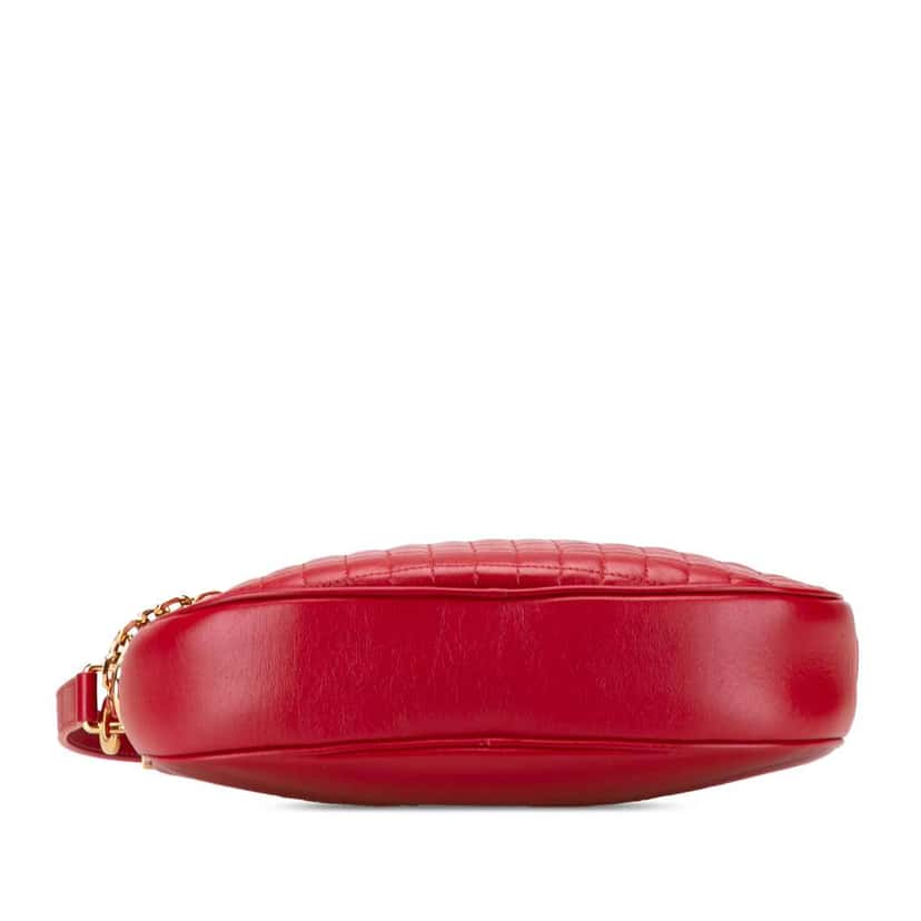 Celine Medium Quilted Calfskin C Charm Camera Bag Red Leather Good condition - Inside View