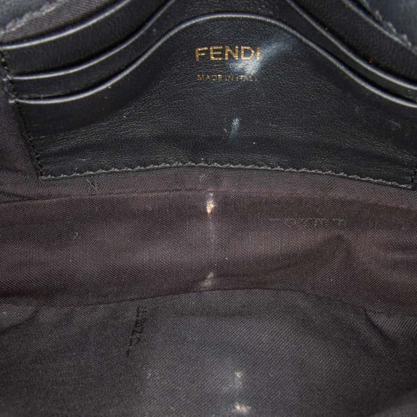 Fendi Mini Zucca Embossed Leather Baguette Satchel Black Leather Good condition - Model View