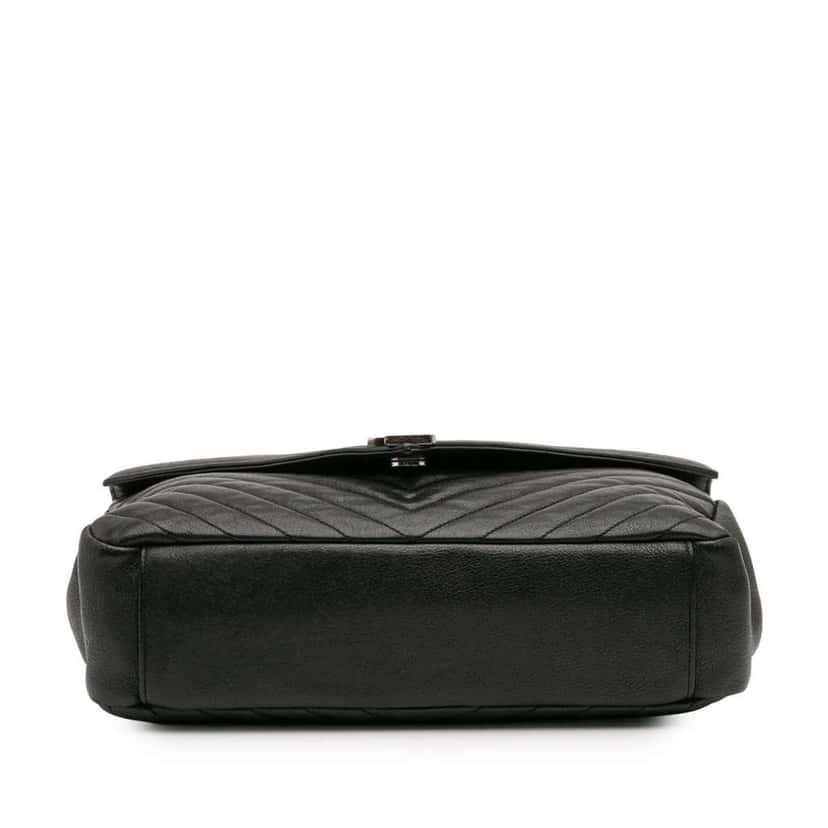 Saint Laurent Large Chevron Sheepskin Monogram College Bag Black Leather Good condition - Inside View