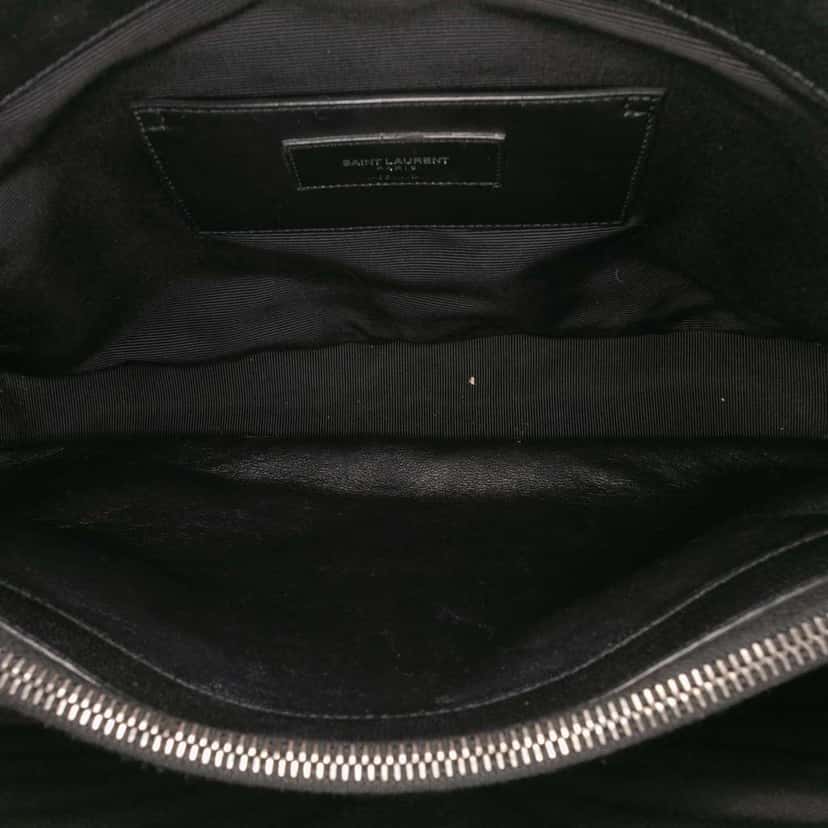 Saint Laurent Large Chevron Sheepskin Monogram College Bag Black Leather Good condition - Model View