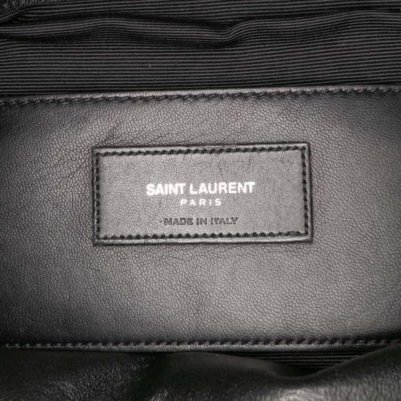 Saint Laurent Large Chevron Sheepskin Monogram College Bag Black Leather Good condition - Box View