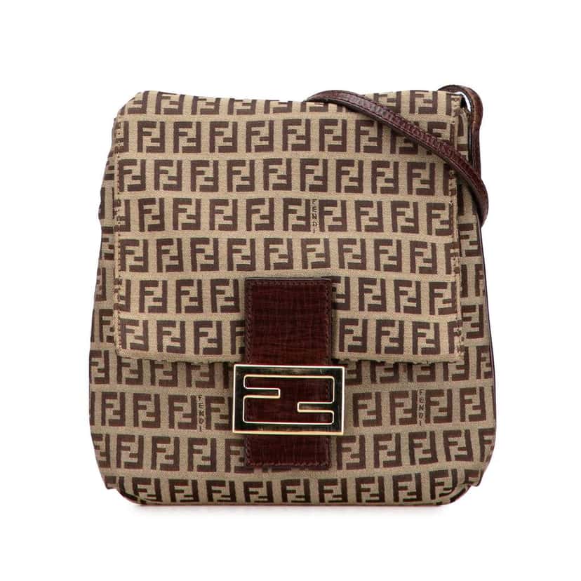 Fendi Zucchino Canvas Crossbody Brown Canvas Good condition - Front View