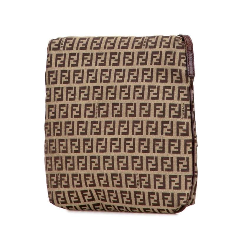 Fendi Zucchino Canvas Crossbody Brown Canvas Good condition - Back View