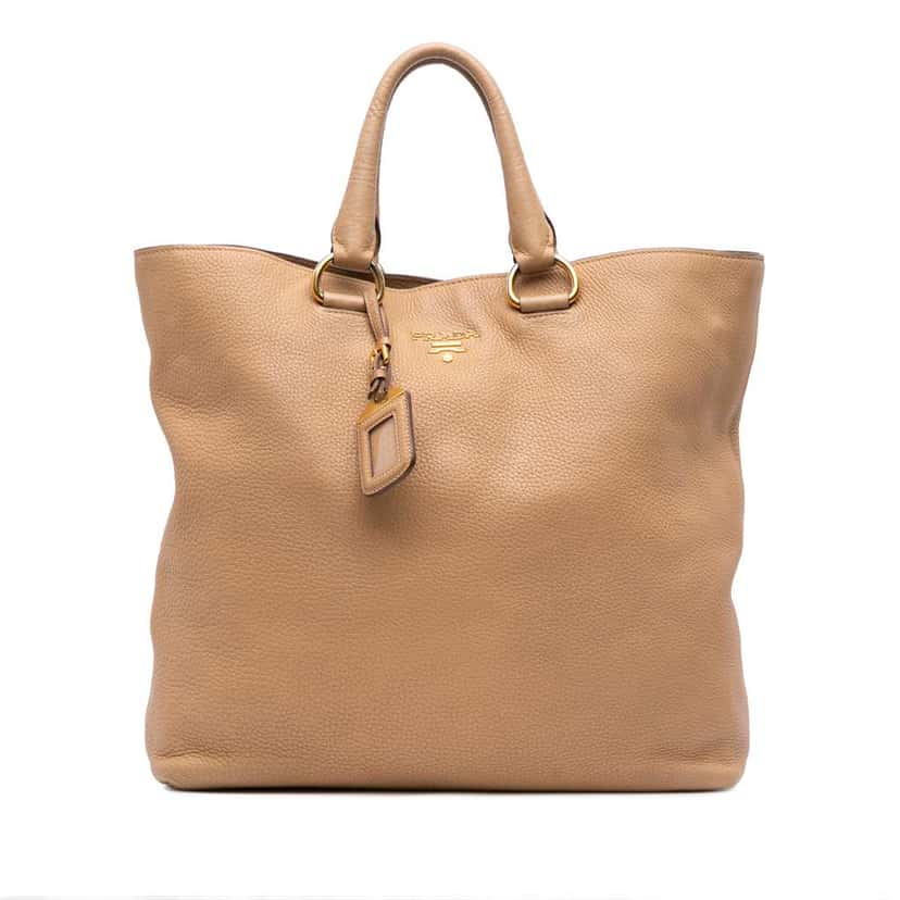 Prada Vitello Daino Open Convertible Tote Brown Leather Very good condition - Front View