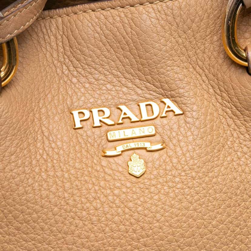 Prada Vitello Daino Open Convertible Tote Brown Leather Very good condition - Box View