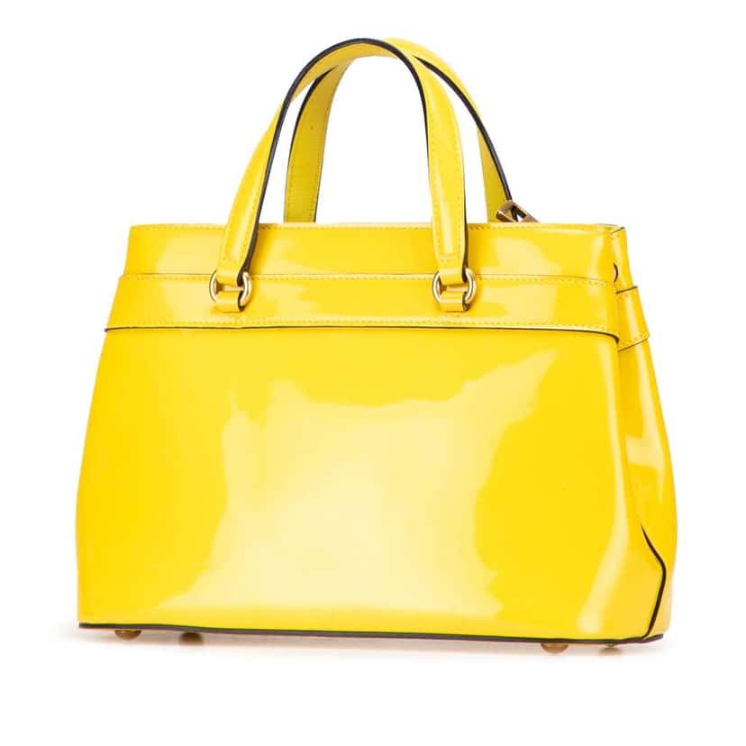Gucci Patent Bright Bit Satchel Yellow Leather Good condition - Back View