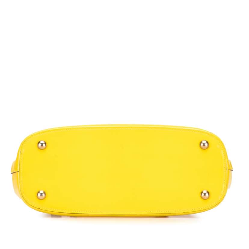Gucci Patent Bright Bit Satchel Yellow Leather Good condition - Inside View