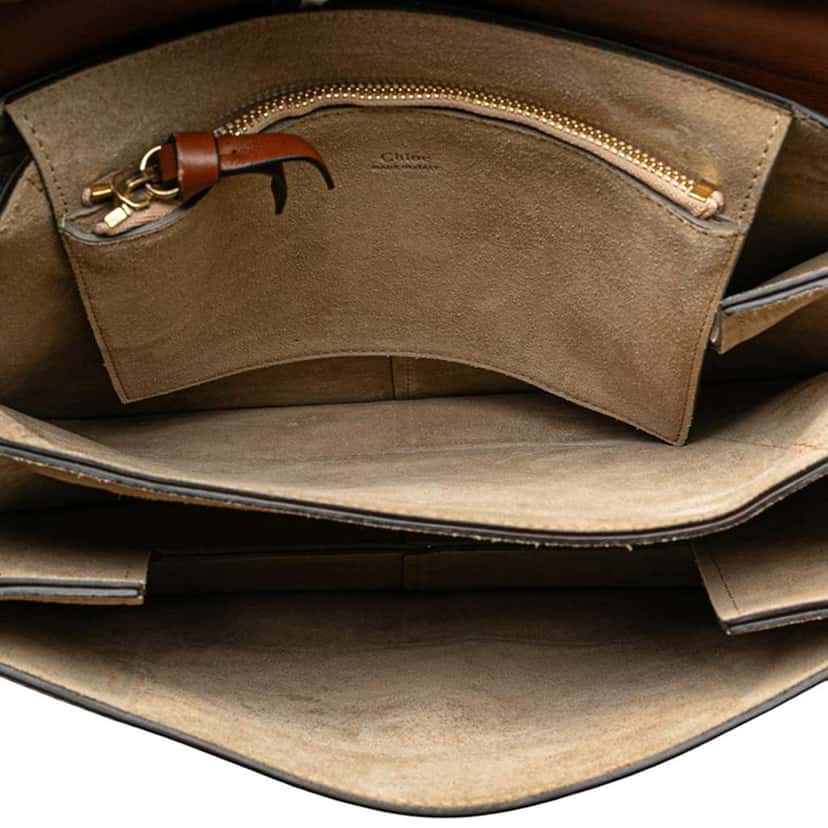 Chloé Medium Calfskin and Suede Faye Crossbody Brown Leather Good condition - Model View