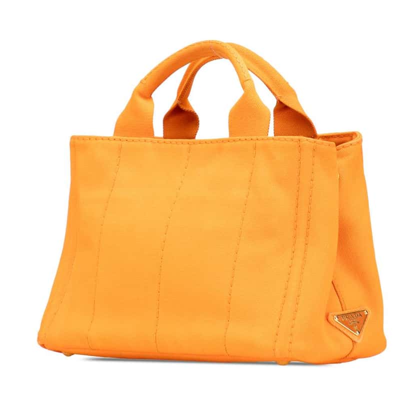 Prada Small Canvas Canapa Logo Satchel Orange Canvas Good condition - Back View