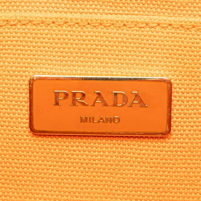 Prada Small Canvas Canapa Logo Satchel Orange Canvas Good condition - Box View