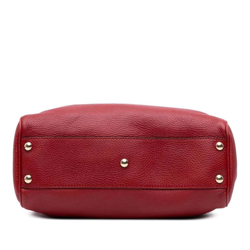Gucci Small Calfskin Bamboo Shopper Satchel Red Leather Good condition - Inside View