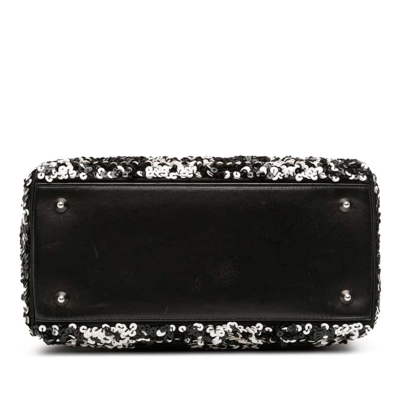Dior Medium Lambskin Sequin Embellished Lady Dior Black Leather Good condition - Inside View