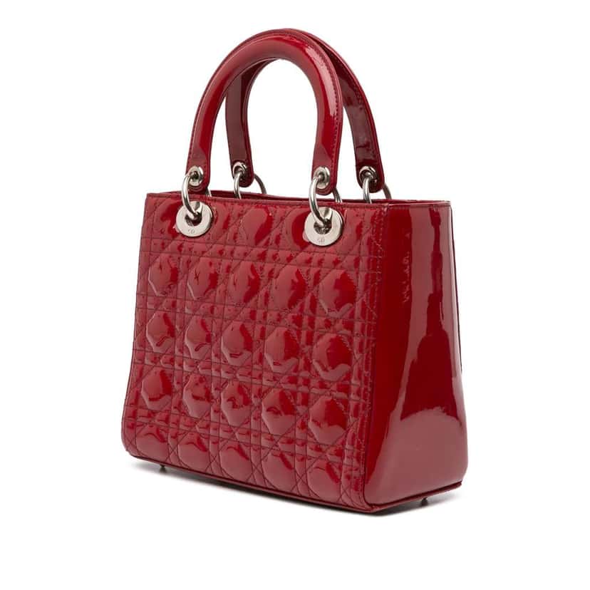 Dior Medium Patent Cannage Lady Dior Red Leather Good condition - Back View