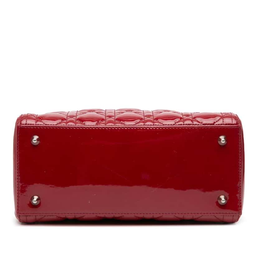 Dior Medium Patent Cannage Lady Dior Red Leather Good condition - Inside View