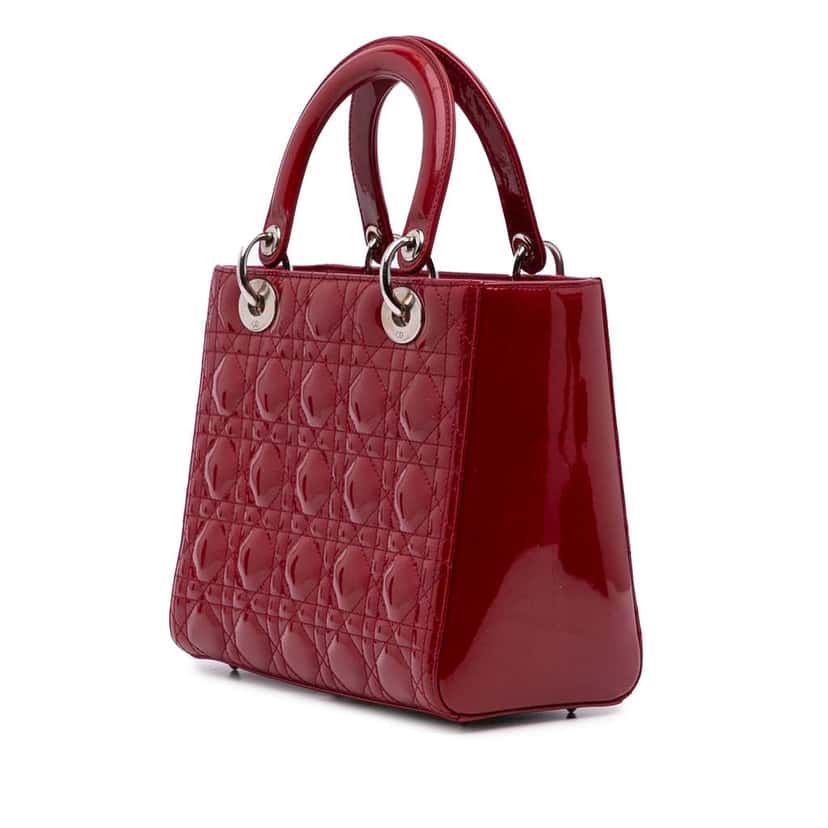 Dior Medium Patent Cannage Lady Dior Red Leather Good condition - Back View