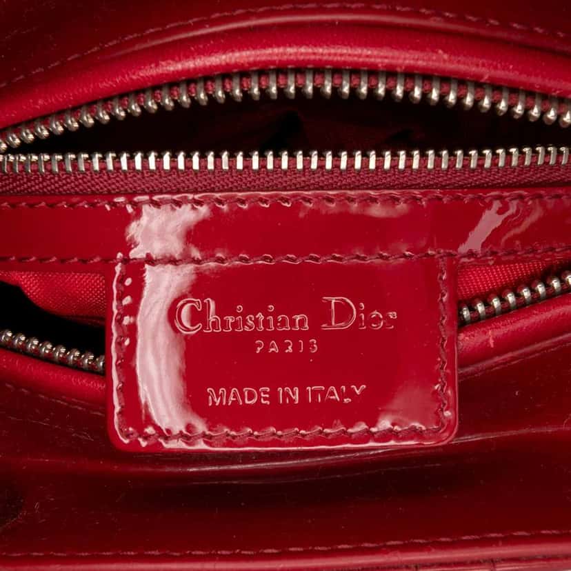 Dior Medium Patent Cannage Lady Dior Red Leather Good condition - Box View