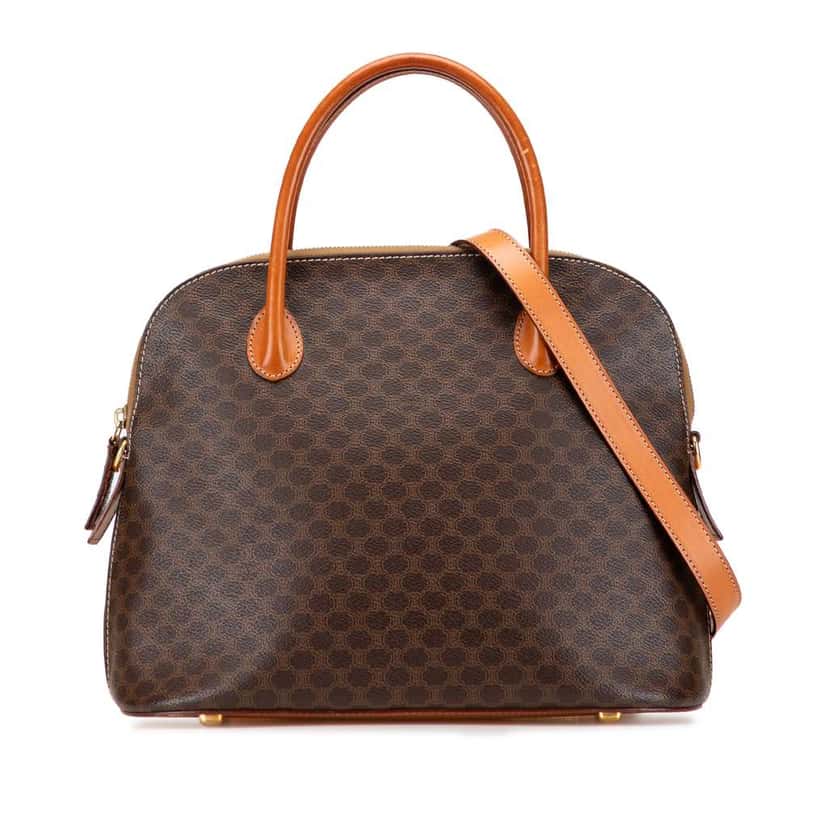 Celine Macadam Coated Canvas Dome Satchel Brown Canvas Good condition - Front View