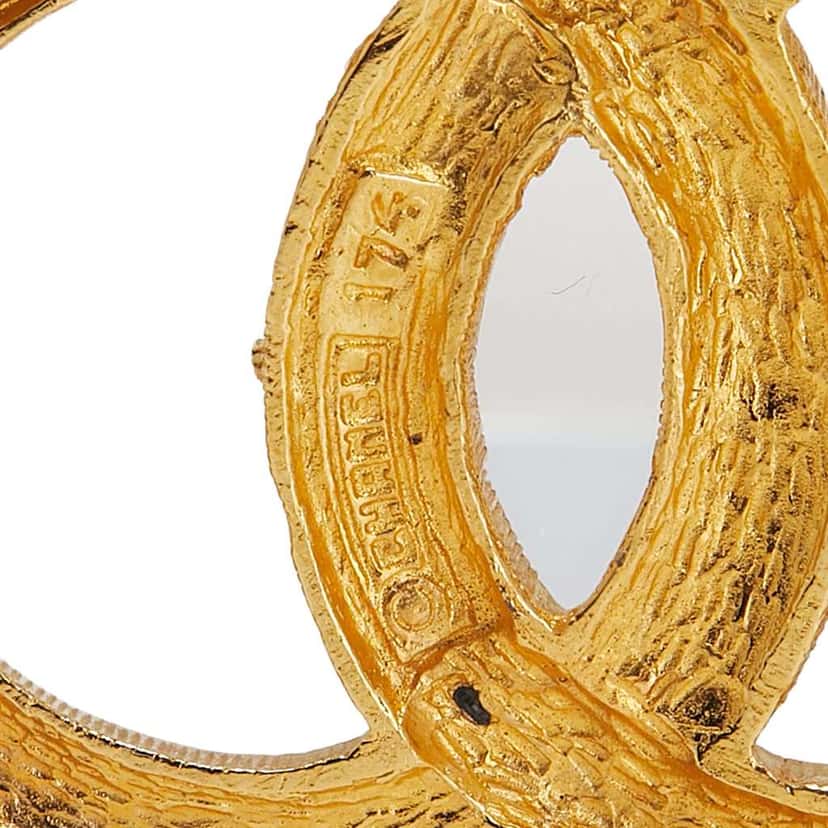 Chanel Gold Plated CC Rhinestone Brooch Gold Metal Good condition - Inside View