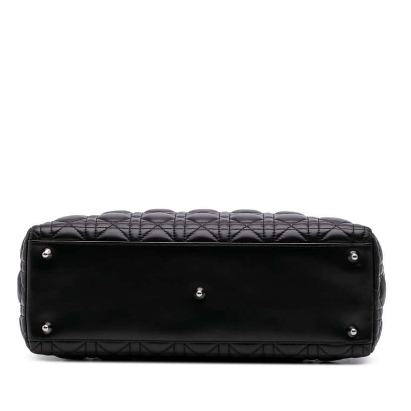 Dior Large Lambskin Cannage Lady Dior Black Leather Good condition - Inside View