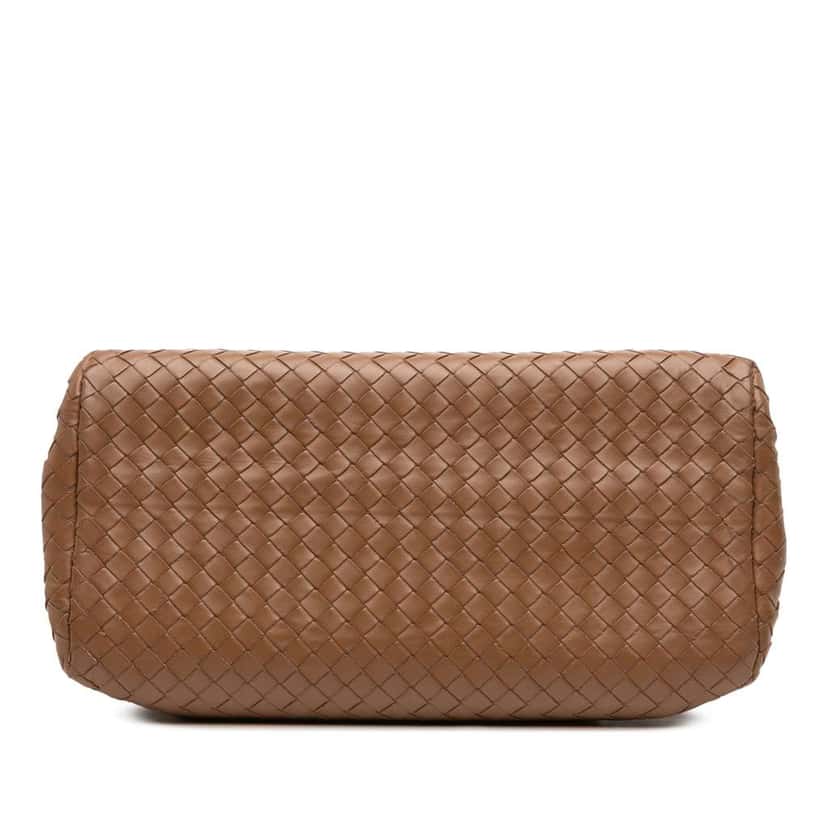 Bottega Veneta Small Nappa Intrecciato Roma Satchel Brown Leather Good condition - Inside View