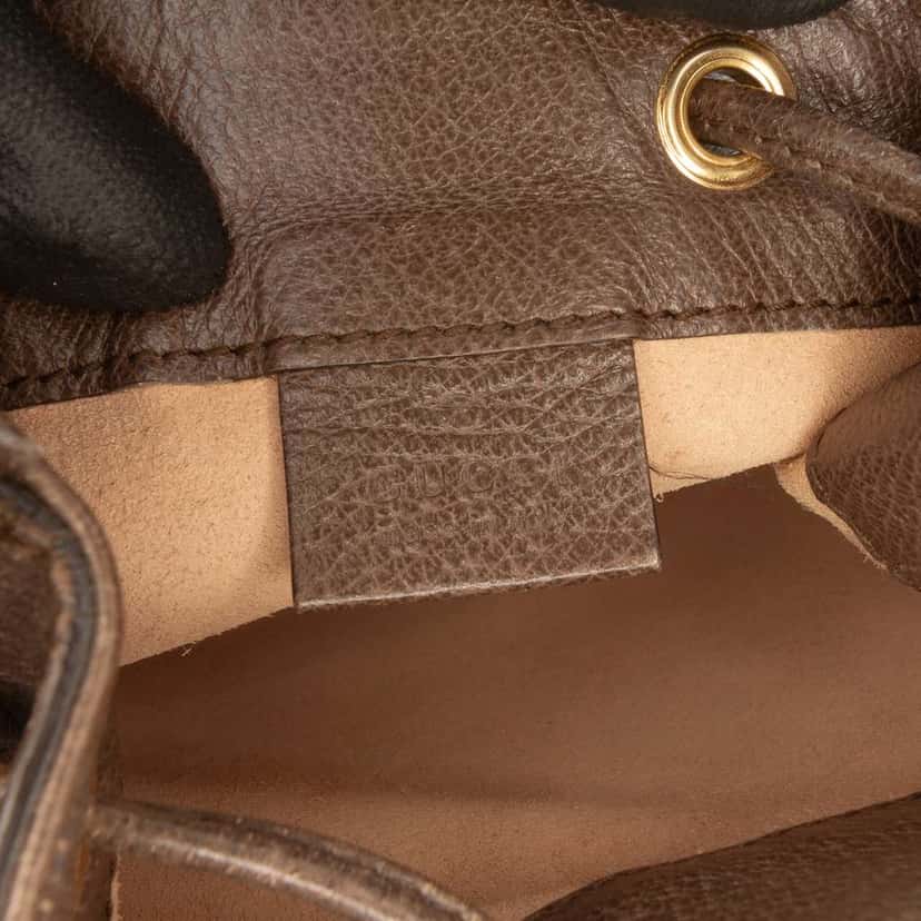 Gucci Mini GG Supreme Web Ophidia Bucket Bag Brown Canvas Good condition - Box View