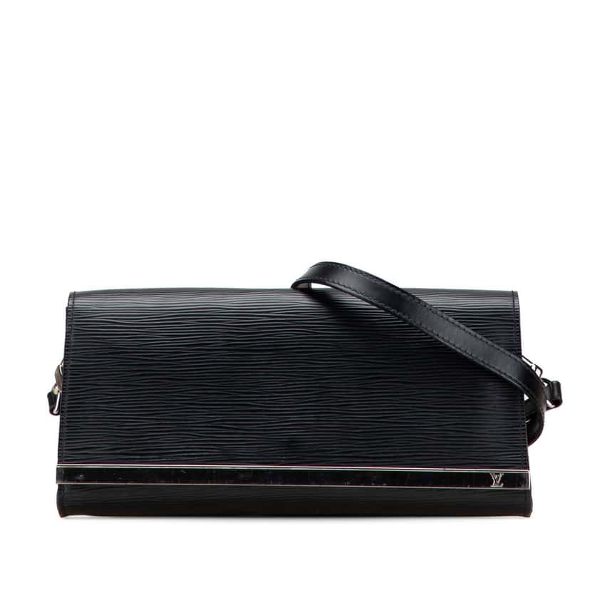 Louis Vuitton Epi Sevigne Clutch Black Leather Good condition - Front View