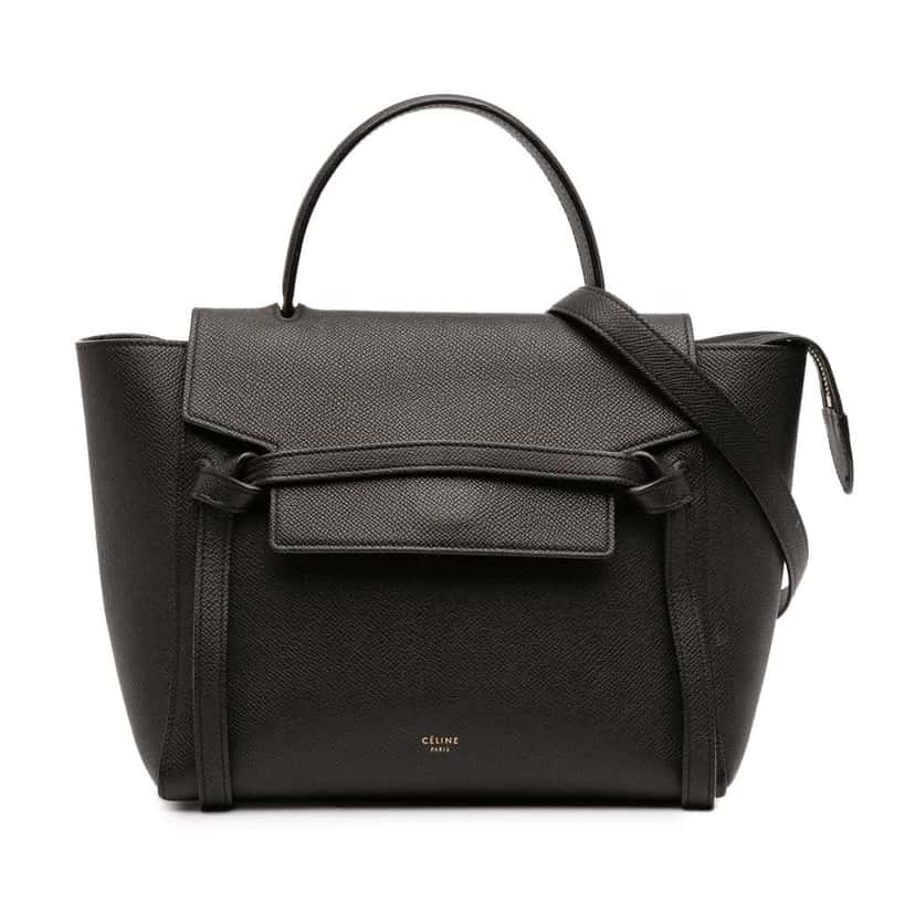 Celine Micro Grained Calfskin Belt Bag Black Leather Good condition - Front View