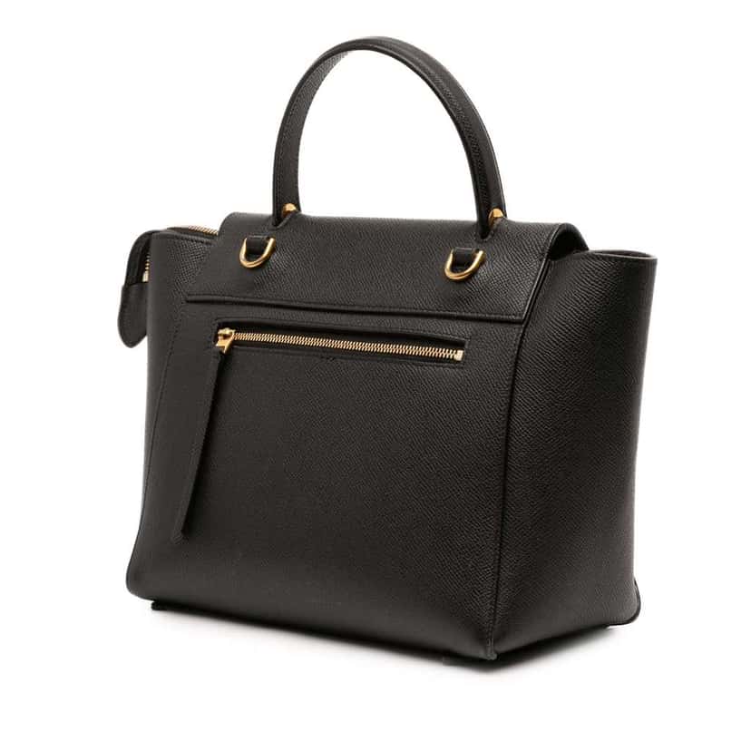 Celine Micro Grained Calfskin Belt Bag Black Leather Good condition - Back View