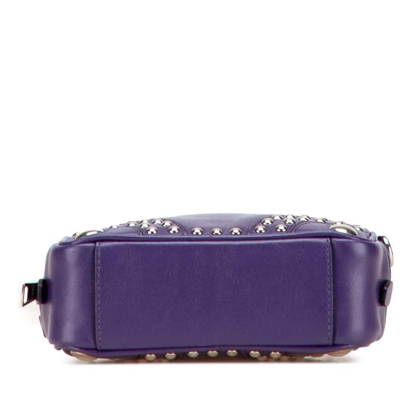 Prada Mini Leather Studded Camera Bag Purple Leather Good condition - Inside View