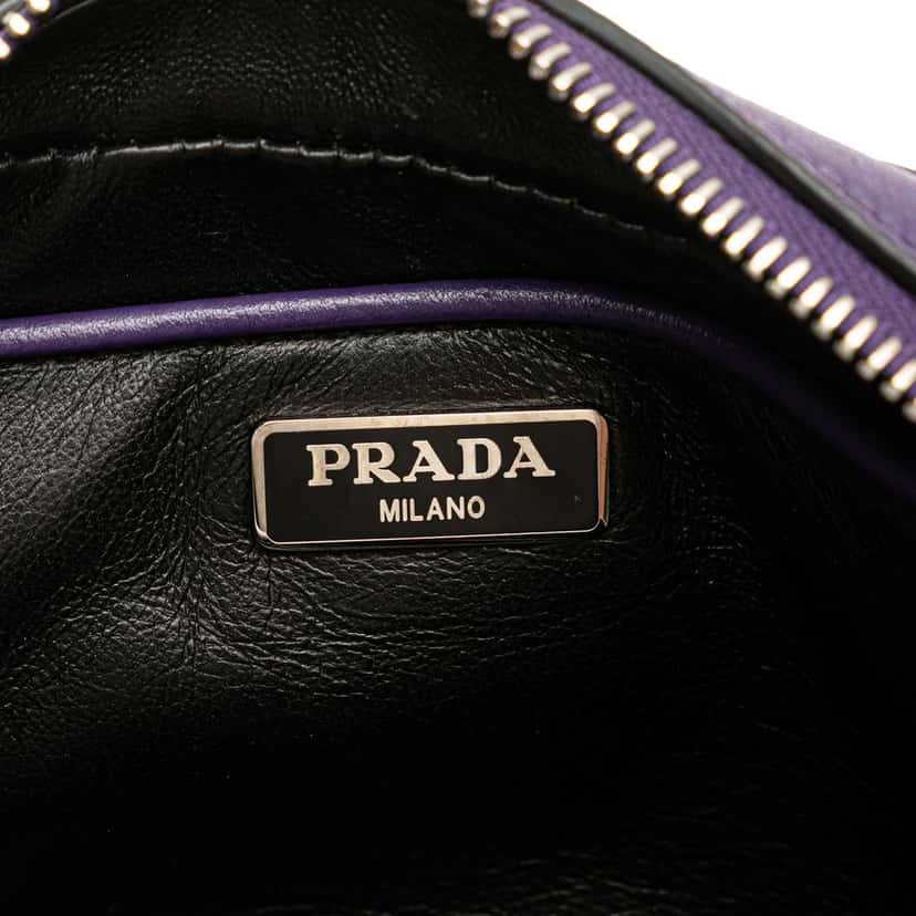 Prada Mini Leather Studded Camera Bag Purple Leather Good condition - Box View