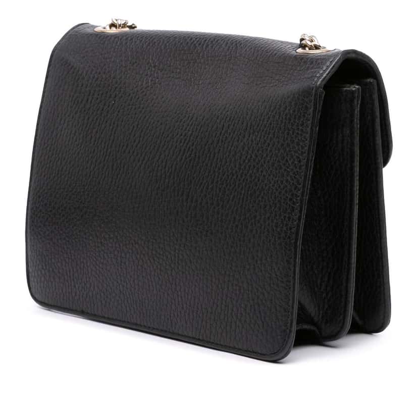 Gucci Small Dollar Calfskin Interlocking G Crossbody Black Leather Good condition - Back View