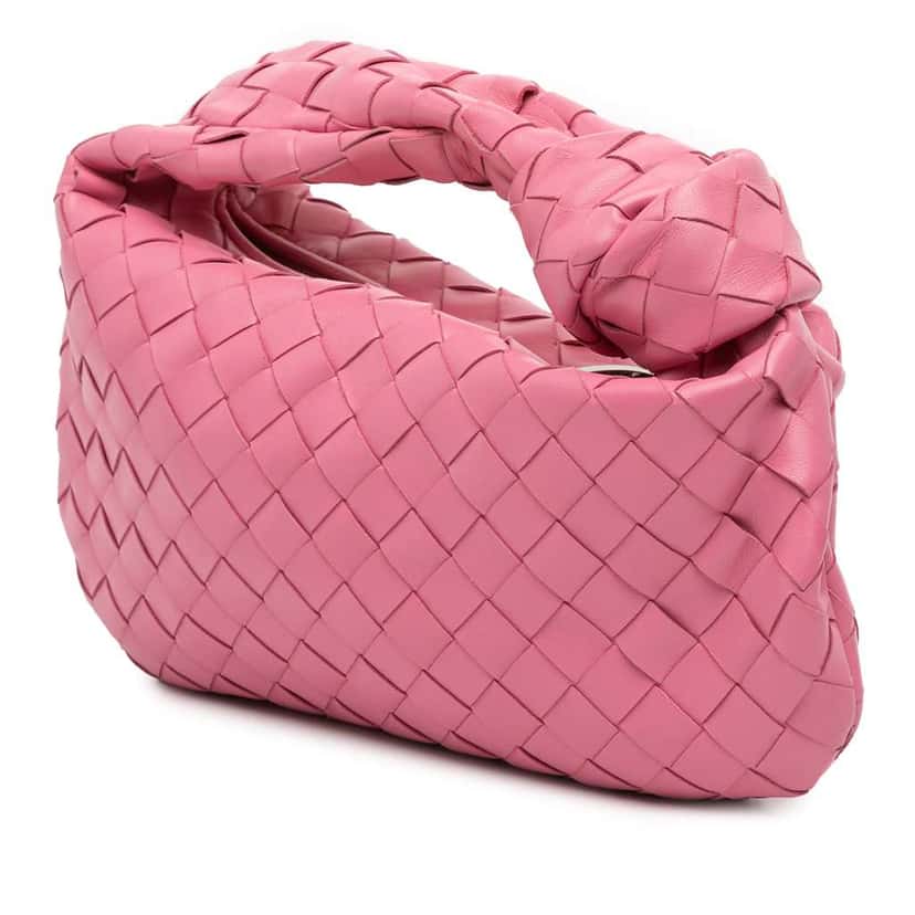 Bottega Veneta Mini Nappa Intrecciato Jodie Pink Leather Good condition - Back View