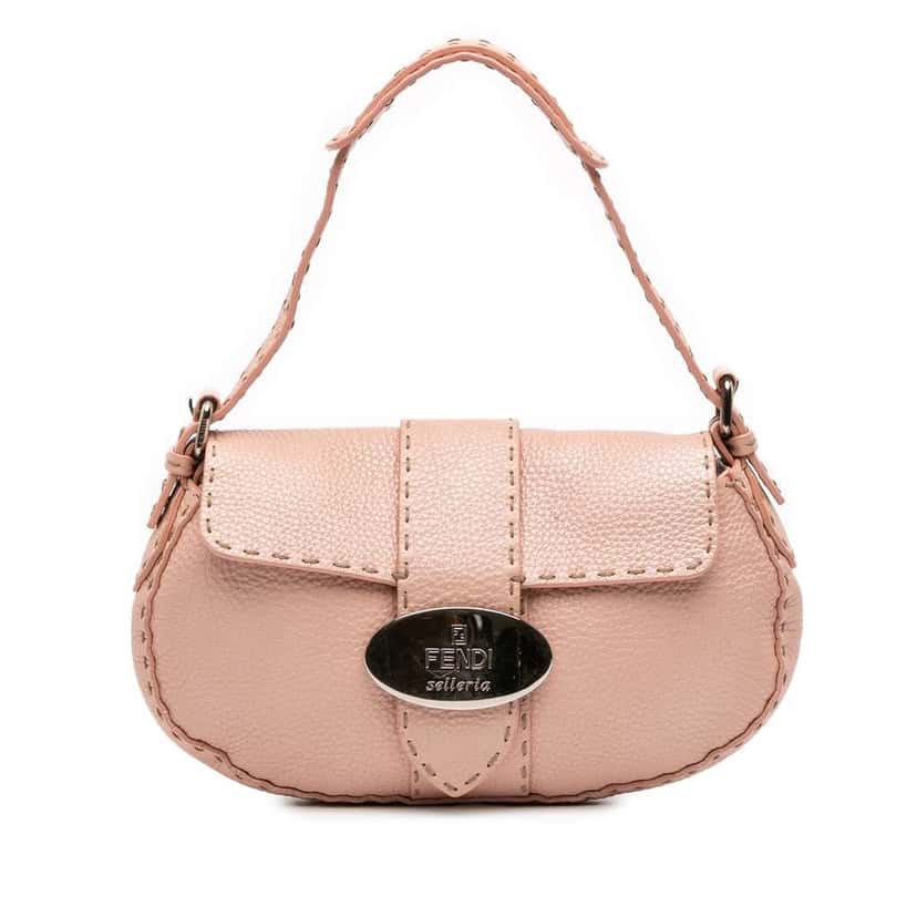 Fendi Leather Selleria Shoulder Bag Pink Leather Good condition - Front View